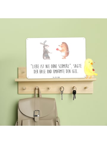 Mr. & Mrs. Panda Blechschild Hase Igel mit Spruch in Weiß