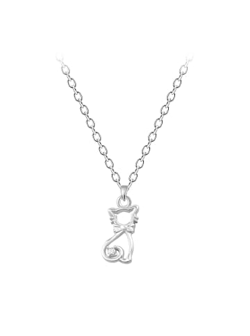 Alexander York Kinderschmuck-Kette mit Anhänger KATZE cut-out Design mit Zirkonia in silber