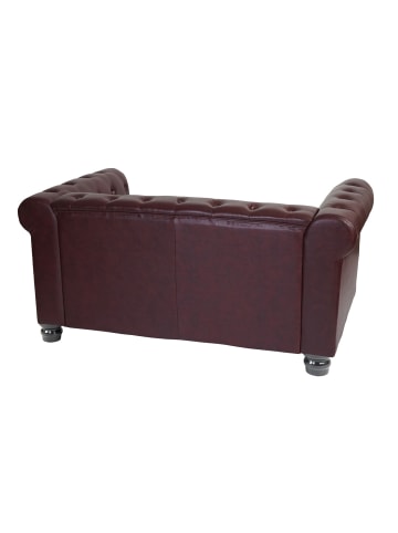 MCW Luxus 2er Sofa Chesterfield Edinburgh, Runde Füße, rot-braun