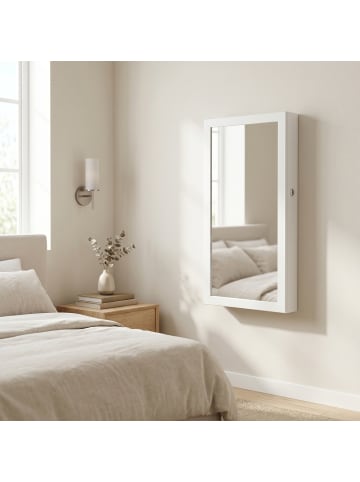 SONGMICS Schmuckschrank in Weiße-Greige - (B)37 x (H)67 x (T)10 cm