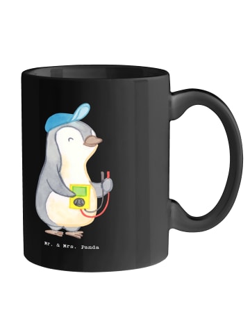 Mr. & Mrs. Panda Keramtiktasse Elektriker Lichtbringer mit Spruch in Schwarz