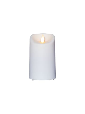STAR Trading LED Outdoor-Kerze ,M-Twinkle' in weiß, Batterie + Timer, Flacker-Effek