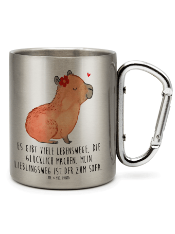 Mr. & Mrs. Panda Tasse Capybara Blume mit Spruch in Silber