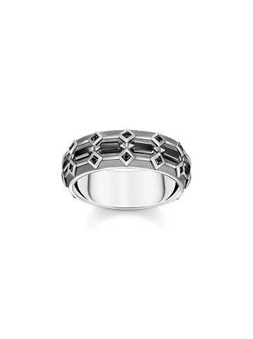 Thomas Sabo Ring Breit Krokodilpanzer Mit Steinen Silber Geschwärzt in silber, schwarz