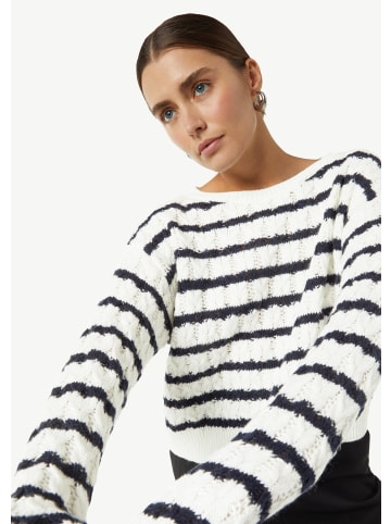 comma Strickpullover langarm in Blau-weiß