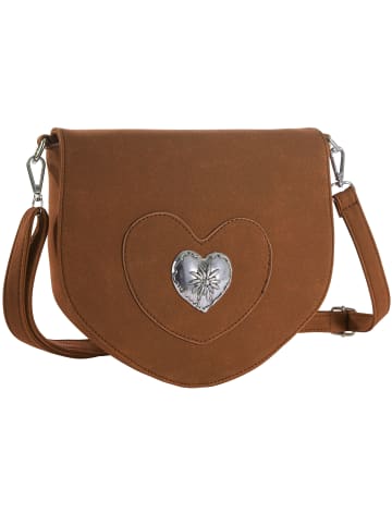 tectake Schicke Trachtenhandtasche in Wildlederoptik, braun