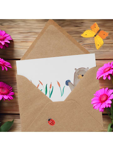 Mr. & Mrs. Panda Einladungskarte Otter Stein mit Spruch in Weiß