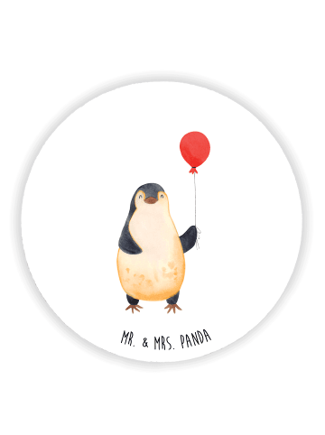 Mr. & Mrs. Panda Rund Magnet Pinguin Luftballon ohne Spruch in Weiß
