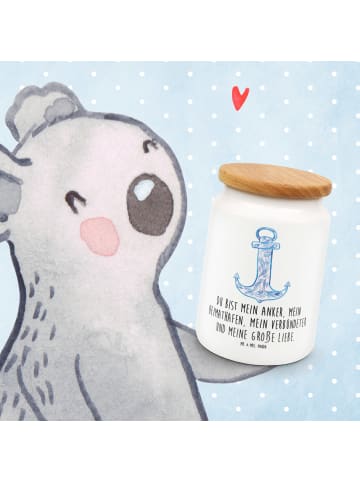 Mr. & Mrs. Panda Frischhaltedose Anker Blau mit Spruch in Weiß