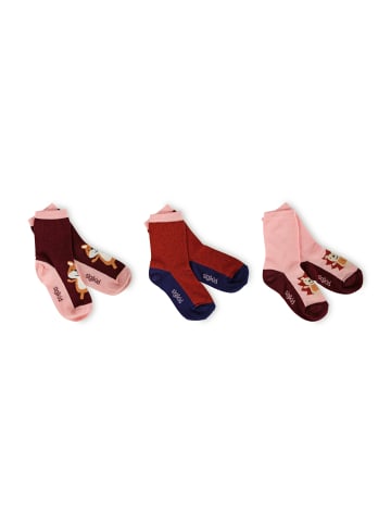 Sigikid Socken-Set 3er Autumn-Forest in rot/rosa