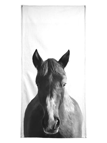 Juniqe Handtuch "Horse" in Grau & Schwarz