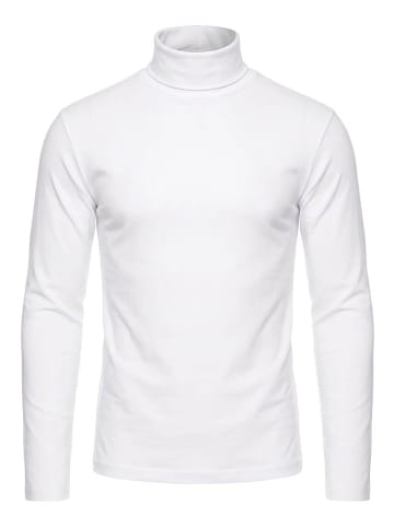RESLAD Sweatshirt sportlicher Rolli in weiß