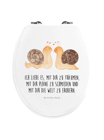 Mr. & Mrs. Panda Motiv WC Sitz Schnecken Liebe mit Spruch in Weiß