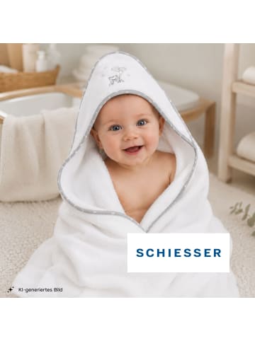 Schiesser Frottier-Baby Kapuzenhandtuch Miro in Weiß