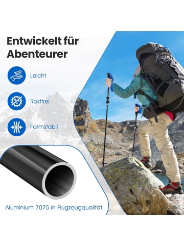COSTWAY Wanderstöcke faltbar Aluminium 115-130cm in Blau