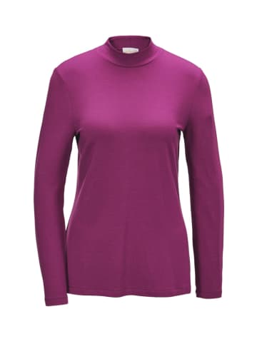 GOLDNER Stehkragenshirt aus Feinjersey, Langarm in cyclam