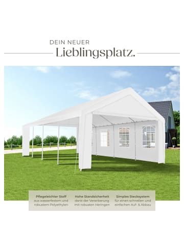 tectake Partyzelt Mammut inklusive Spannseilen und Heringen, weiß