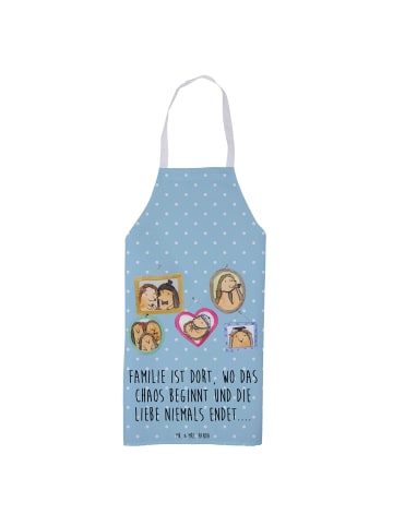 Mr. & Mrs. Panda Kochschürze Igel Familie mit Spruch in Blau Pastell