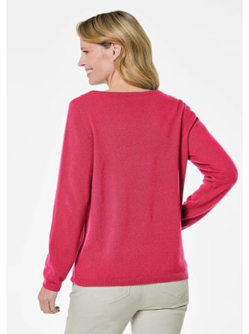 GOLDNER Kurzgröße:  Feinstrickshirt mit U-Boot-Ausschnitt in pink