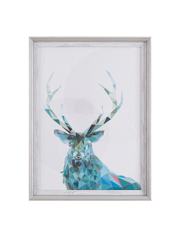 Beliani Wandbild mit Rahmen KAYES in Blau/Weiß/Grün - (W) 30 x (H) 40 x (L) 5 cm