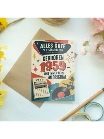 Geburtstagskarte 1959. Geburtstag Zahl nostalgi... in Weiß