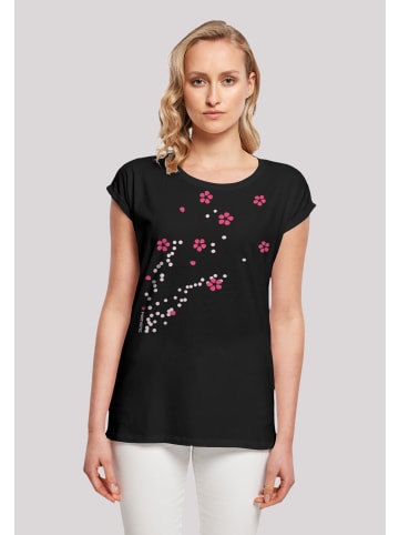 F4NT4STIC Extended Shoulder T-Shirt Blumen Ranke in schwarz