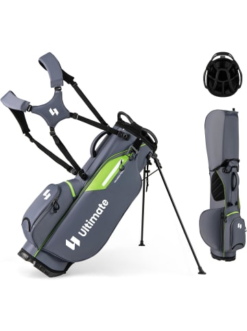 COSTWAY Golf Standtasche mit 8 er Unterteilung & Regenhaube in Grau