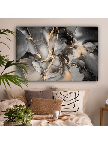 MuchoWow Leinwand Bilder Abstrakte Kunst gold grau