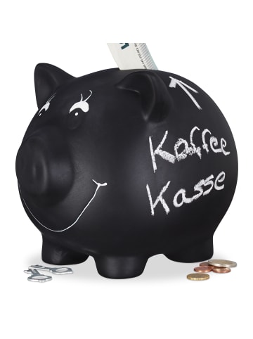 relaxdays 10x Sparschwein in Schwarz - (B)17 x (H)14 x (T)13 cm