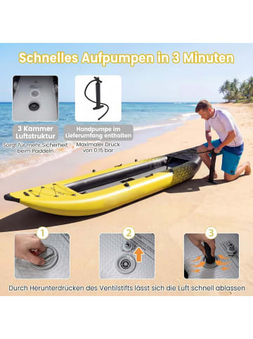 COSTWAY Kajak aufblasbar 2 Personen in Gelb