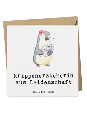 Mr. & Mrs. Panda Klappkarte Krippenerzieherin Leidenschaft mit S... in Weiß