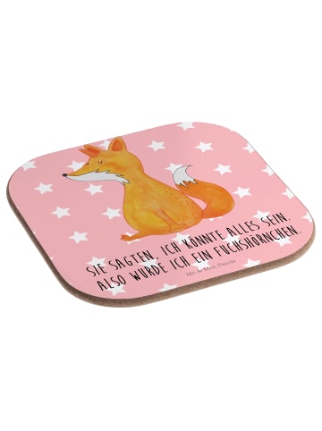 Mr. & Mrs. Panda Bierdeckel Einhorn Fuchs mit Spruch in Rot Pastell