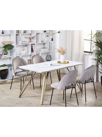 Beliani Esszimmertisch MOLDEN in Weiß/Gold - (W) 80 x (H) 75 x (L) 150 cm