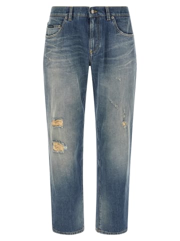 Dolce & Gabbana Blau Baumwolle Relaxed Fit Jeans