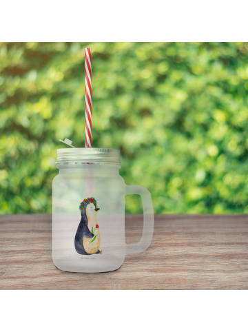 Mr. & Mrs. Panda Blümchentailglas Pinguin Blumen ohne Spruch in Transparent