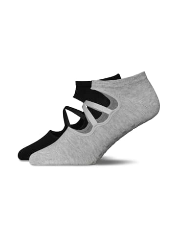 SNOCKS Pilates Socken mit Riemchen 2 Paar in Mix (Schwarz/Grau)