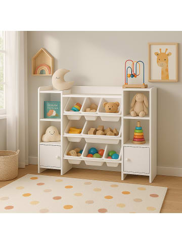 relaxdays Kinderregal in Weiß - (B) 138,5 x (H) 94,5 x (T) 29,5 cm