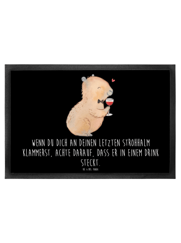 Mr. & Mrs. Panda Fußmatte Capybara Wein mit Spruch in Schwarz