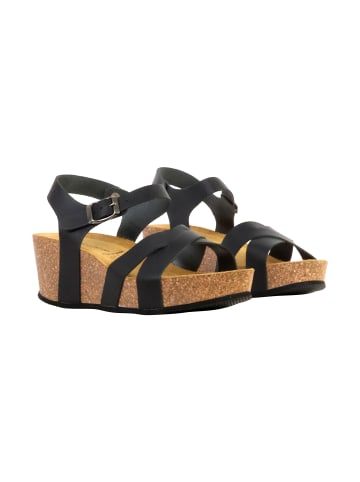 Divine Factory Noga Ety Edge Ledersandalen mit Keilabsatz Schwarz