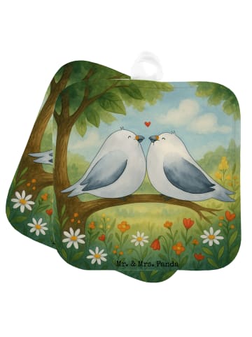 Mr. & Mrs. Panda Topfuntersetzer Turteltauben Liebe Design ohne ... in Weiß