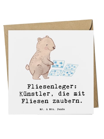 Mr. & Mrs. Panda Grußkarte Fliesenleger Künstler mit Spruch in Weiß