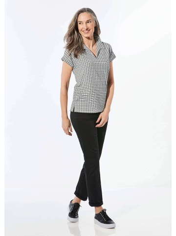 GOLDNER Jersey-Poloshirt ärmellos Jacquard in schwarz / weiß / gemustert