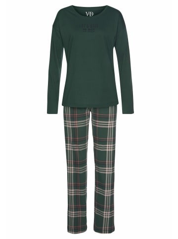 Vivance Active Pyjama in dunkelgrün-kariert