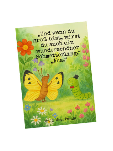Mr. & Mrs. Panda Grußkarte Raupe Schmetterling Design mit Spruch in Weiß