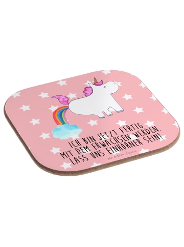 Mr. & Mrs. Panda Untersetzer Tasse Einhorn Pupsen mit Spruch in Rot Pastell