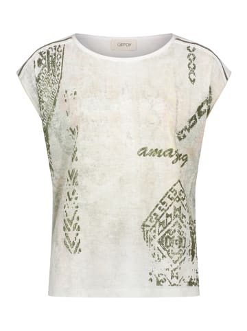 CARTOON Rundhals-Shirt mit Placement in Cream/Mint