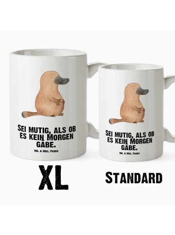 Mr. & Mrs. Panda steingut tasse Schnabeltier Mut mit Spruch in Weiß