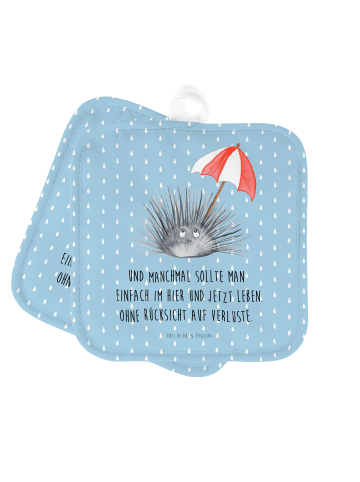 Mr. & Mrs. Panda Topfuntersetzer Seeigel mit Spruch in Blau Pastell