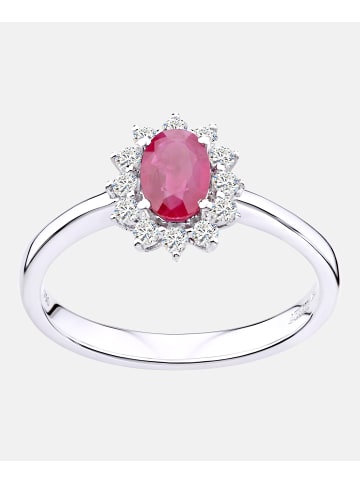 Diamant L'éternel Cluster-Ring aus 750 Weißgold mit Diamant mit Rubin