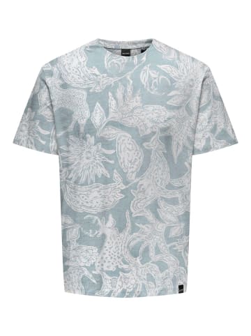 Only&Sons T-Shirt 2er-Set Rundhals Kurzarm in Weiß-Grün